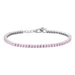 Ornate Jewels 925 Silver Pink American Diamond Single Line Tennis Bracelet for Women and Girls | With Certificate of Authenticity & 925 Stamp | Life-time Warranty*