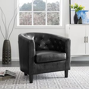 Naomi Home Emma Button Tufting Accent Chair & Loveseat Set Black/PU