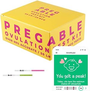 Pregable Combo Kit of Ovulation Tests and Pregnancy Tests, Free Tracker app, OPKs, HPTs (50LH + 20HCG)