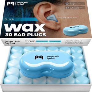 PQ Wax Ear Plugs for Sleeping - 28 Silicone Wax Earplugs for Sleeping and Swimming, Gel Ear Plugs for Noise Cancelling, Sleeping Earplugs, Sound Blocking Level of 32 Db (28 Pillows), Color: Blue
