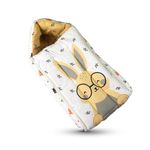 Krildo 3 in 1 Baby Sleeping Bag & Carry Nest for Newborn, Portable Bamboo Cotton for 0-6 Months Infants, Holding Set, Soft & Lightweight (Honey Bunny)