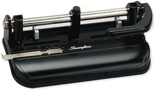 Swingline 3 Hole Punch Heavy Duty, 32 Sheet Capacity Three Hole Puncher 3 Ring, Adjustable 2-7 Hole Paper Punch, Black & Silver (74350)