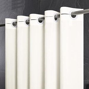 Extra Wide No Hook Beige Shower Curtain 108x72 Inch,Polyester Fabric Waterproof Shower Curtain Liner with 14 Plastic Split Grommets,Washable Shower Curtains for Bathroom Hotel Spa Luxury