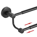 BESy Adjustable 16.5-28.5 Inches Double Towel Bar for Bathroom SUS304 Stainless Steel Towel Holder, Hotel Style Wall Mount with Screws Hand Towel Bar，Towel Rack Rod Hanger, Matte Black Finish