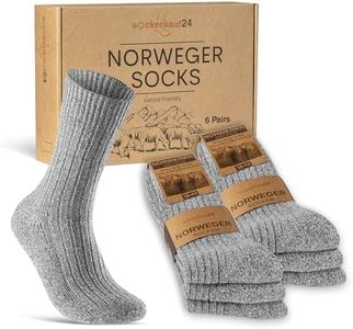 6 Paar Norweger Socken Herren Damen Wintersocken warme Wollsocken 70301T (Grau 39-42)