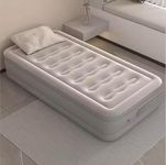 Brijex Single Size Inflatable Air Mattress Bed with Built-in Electric Pump, Thick Waterproof PVC Blow Up Air Bed for Home, Travel, Guests & Camping – Portable Comfortable Sleeping Mattress