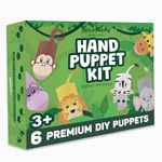 jackinthebox Hand Puppet Making Kit 6 Safari Animals Felt Puppet Craft Kit for Kids,Creative DIY craft Make Your Own Puppets,Best Craft Gifts for Kids