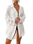 Bsubseach Women Button Down Beach Shirt Cover Up for Swimwear Blouse Tops White