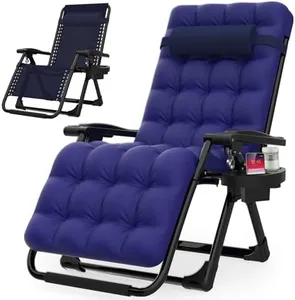 Suteck Zero Gravity Chair, Reclining Camping Lounge Chair w/Removable Cushion, Upgraded Lock and Cup Holder, Reclining Patio Chairs Folding Recliner for Indoor and Outdoor