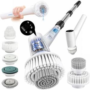 FULNG Electric Spin Scrubber with Soap Dispenser Stable Dual-Brush Cleaning
