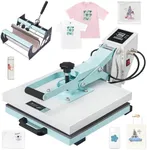 Albott 2-in-1 15x15 Heat Press Machine for T-Shirts and Cups, Fast Heating Sublimation Press with Digital Display, Ideal for Clothes, Fabric Projects, Blue