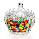 Pure Source India Lotus Shape Crystal Glass Candy Jar, Cookie Jar, Decorative Candy Bowl, Dry Fruit Jar With Lid Ideal For Kitchen, Home, Office Desk And Gift