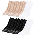 Caldodo No Show Socks women 8 Pairs, Invisible Socks for Women with Non-Slip Silicone, Ultra Low Cut Liner Socks for Loafers Flats Pumps Trainers