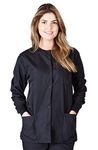 Natural Uniforms Women's Warm Up Jacket Medical Scrub Jacket (XS to 5XL) (Medium, Black)