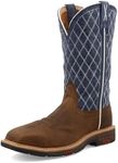 Twisted X Women's 11" Western Work Boot with CellStretch Comfort Technology, Brown & Blue, 9 B