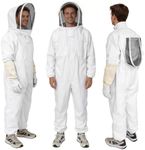 PNKKODW Bee Suit, Beekeeping Outfit Professional Full Body Beekeeper Suit with Veil Hood for Men and Women Beekeeper and Beginners with Gloves (5'11" - 6'3")