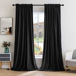 MIULEE Black Velvet Curtains Thermal Insulated Blackout Curtain Drapes for Bedroom Living Room Darkening 84 Inches Long Curtains Panels Rod Pocket Set of 2