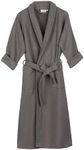 Superior 100% Cotton Waffle Robe with Terrycloth Lining and Shawl Collar, Oversized Unisex Hotel & Spa Bath Robes for Women and Men - XL, Charcoal