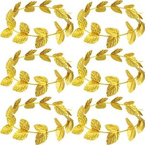 Meekoo 6 Pieces Halloween Roman Wreath Greek Leaf Crown Headband Laurel Costume Headpiece for Men Women Headdress Party Decoration Accessories, Golden