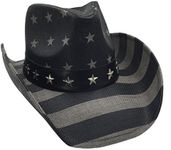 grinderPUNCH American Flag USA Cowboy Hat - Men and Women - Black Gray