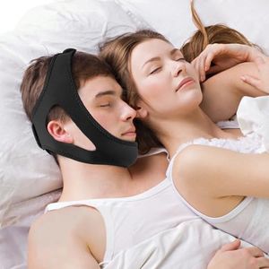 Chin Strap for CPAP Users, Chin Strap for Snoring, Adjustable and Breathable Anti Snoring Devices, Anti Snoring Chin Strap for Men and Women to Stop Snoring, Skin-Friendly Comfortable Sleeping- Black