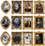 ECGER Halloween Decorations Indoor Scary 3D Changing Face Pictures, Moving Portrait Frame Decor, for Horror Party Ghost Castle Haunted House Home Decoration (12 Pieces)