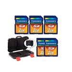 5X Transcend 2GB SD Secure Digital Memory Card + Vivitar Memory Card Hardcase (24 Card Slots) - Deluxe Bundle