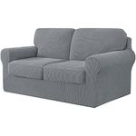 Sofa Cover Stretch Sofa Slipcover 2 Seater with 2 Backrest and 2 Seat Cushion Covers Separate Furniture Protector Loveseat Cover 145-178cm 5 PCS (Grey)
