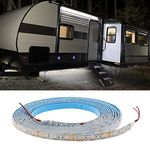 RV Underglow Led Light Kit, TEKSHINNY 12V 16.4FT RV Awning LED Light Strip, Waterproof Exterior Underbody Lighting for Camper Motorhome Travel Trailer Concession Stands Food Trucks, White