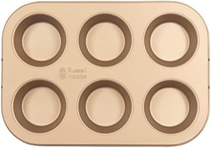 Russell Hobbs RH02151GEU7 Opulence Bandeja Antiadherente Para 6 Magdalenas, Molde Para Hornear Pudíns, Pasteles Y Muffins, Fácil De Limpiar, Sin PFOA, Para Hornos Hasta 220 °C, De Acero Al Carbono