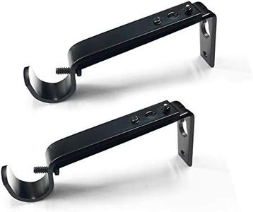 Curtain Rod Brackets Heavy Duty Adjustable Curtain Rod Holders Black for 7/8 or 1 Inch Rods, Set of 3 (Black, fits rods up to 1 inch)