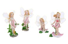 SecretRain Resin Garden Ornament Home & Outdoor Decor Flower Fairies Set Of 4