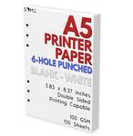 A5 Blank Paper - 150 Sheets (300 Pages) - 6 Hole Punched - 100 GSM (24 lb.) - for FiloFax, A5 Planners, Organizers, and Binders - 148mm x 210mm (5.83 inches x 8.27 inches)