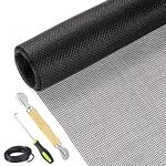 Screen Repair Kit Easy DIY Project 36" x 90" Fiberglass Screen Mesh with Rolling Tool and Screen Retainer Spline Screen Replacement kit for Windows Sliding Doors and Patio Screens(Black)