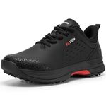 FitVille Extra Wide Men's Golf Shoes Waterproof, Professional No-Slip Spiked Golf Shoes with Arch Support(Jet Black, 10.5 Wide)