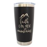 Faith Can Move Mountains Bible Verse Coffee Mug, Pastor Appreciation Gifts for Men, Christian Coffee Mugs for Women (Black)