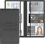 Car Registration and Insurance Card Holder, PU Glove Box Essential Documents Paperwork Driver License Organizer for Car, Wallet Case Auto Vehicle Truck Accessories for Women and Men（Black）