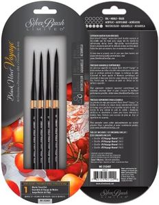 Silver Brush Limited WC-3124ST Black Velvet Voyage Master Travel Set for Watercolor, Gouache, Inks, & Dyes, Set of 4, Sizes 2, 4, 6, and 8 Round Paintbrushes, Short Handle