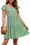 ULTRANICE Women Summer Short Sleeve V Neck Dresses Tiered Casual Dress Maternity Skater Dresses(FloralF,Medium)