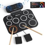 Ryhmo Electronic Drum Set, 9 Pads Electric Drum Pad Roll Up Drum Pad, Built-in Speaker Drum Pedals and Sticks, kid drum set with Headphone Included Holiday Christmas Birthday Gift for kids