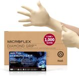 Microflex Diamond Grip MF-300 Disposable Latex Gloves for Automotive, Healthcare, Machinery Industries - Large, Natural (Case of 1000)