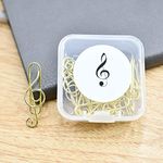 Walbest 30Pcs Metal Musical Notes Cute Paper Clips, Music Note Decor Decorative Paper Clip Bookmark, Fun Office Supplies Desk Accessories, Music Themed Gifts Golden 30Pcs