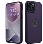 Elzzi Microfiber Logo Cut Cover Compatible for iPhone 13 Case Cushion Liquid Soft Silicone Gel Rubber Phone Cases Full Body Protective Shockproof Back Cover 6.1 inch, Deep Purple