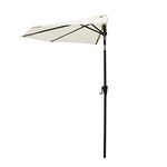 FLAME&SHADE 9 ft Half Round Outdoor Market Patio Table Umbrella with Tilt for Wall Balcony, Ivory