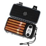 PrimeZone Humidor Travel Cigar Case - Portable Cigar Box with Humidifier & Cigar Cutter, Humidor for 4-5 Cigars, Cigar Holder for Cigar Aficionado, Waterproof Crushproof, Airtight