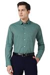 Peter England Men's Solid Regular Shirt (PESFONUBJ22893_Green 39)