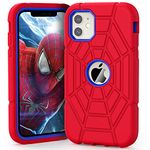 Grifobes Case for iPhone 12, Phone case iPhone 12 Pro for Boys Men, Thick Silicone 3-in-1, Heavy Duty Shockproof Rugged Rubber Protective Apple iPhone 6.1 inch 2020 Cover for Kids Children, Red+Blue