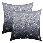 Homemissing Glitter Grey White (No Glitter) Throw Pillow Covers 16"x16" Set of 2 Soft Ombre Colorful Pillow Cases Cushion Covers for Living Room Fantasy Decorative Throw Pillowcases for Sofa Chair