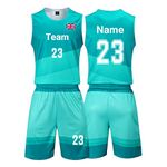 Personalised Basketball Jerseys set for Men Women Kids-Customised Basketball Tops and Shorts-Custom Basketball Kit with Your Name Number Team and Logo (LightGreen)