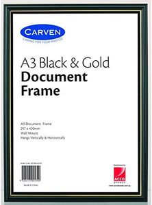 CARVEN QFWBKGLDA3 Document Frame, Black,Gold A3